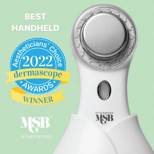 MYSKINBUDDY Boost handheld device awarded Best Handheld at 2022 Dermascope Awards, showcasing innovation in skincare.