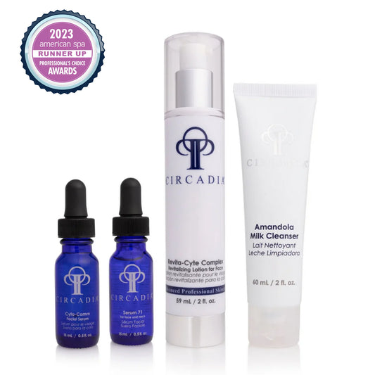Circadia Anti-Aging Regimen Bundle including serum and milk cleanser for skin rejuvenation.