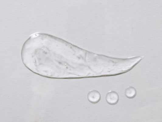 Light Aloe Moisturizer texture showcasing lightweight and non-greasy finish with a clear, gel-like consistency on a white background