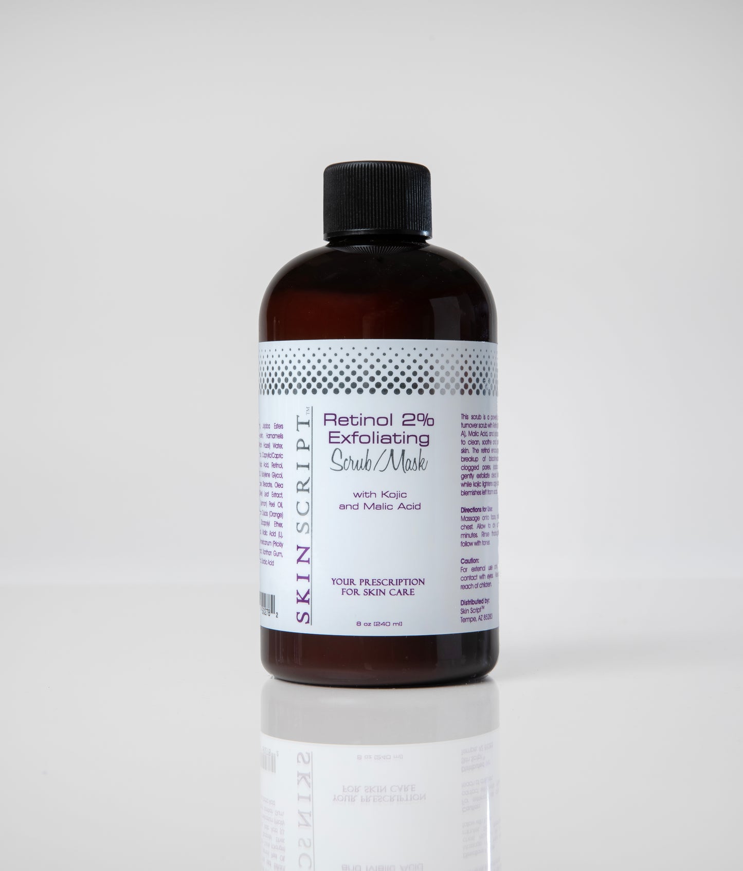 Retinol 2% Exfoliating Scrub/Mask container for radiant and glowing complexion, offering chemical and physical exfoliation- large size.