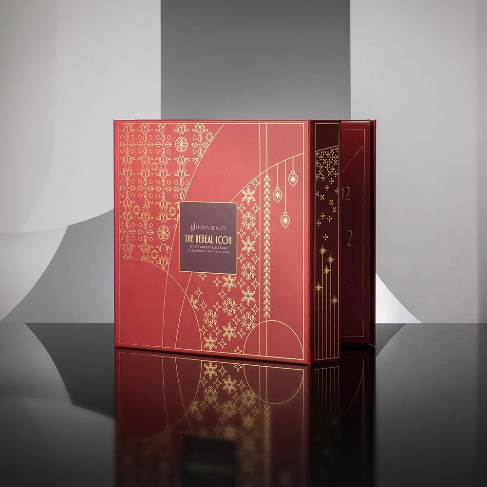 The Reveal Icon holiday beauty box featuring 12 days of best-selling mineral makeup and brushes.