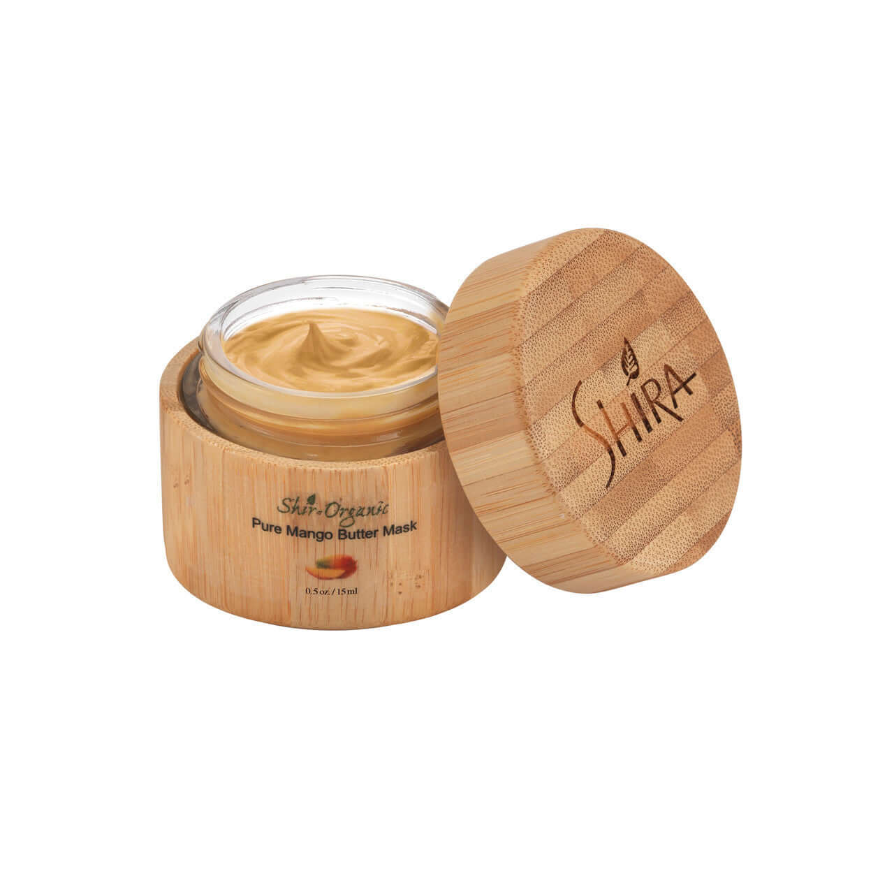 Pure Mango Butter Mask in bamboo container for skin hydration and soothing benefits