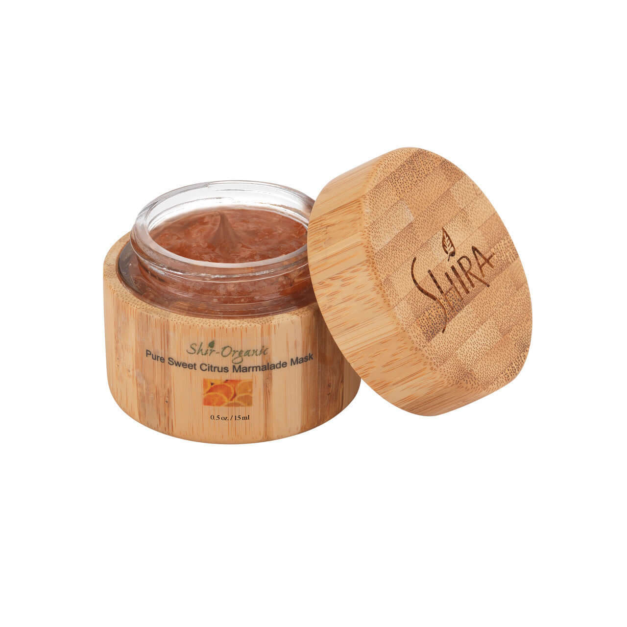 Container of Shira Pure Sweet Citrus Marmalade Mask for dark spots and uneven skin tone with nourishing vitamins and alpha hydroxy acids