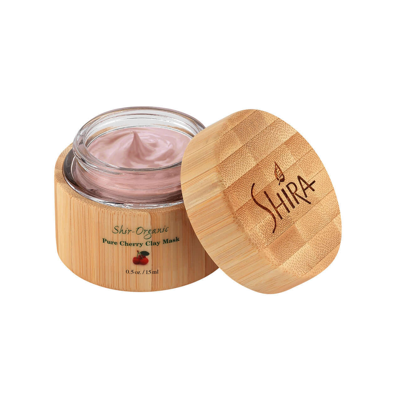 Pure Cherry Clay Mask in natural bamboo packaging for toned, balanced skin and minimized pores