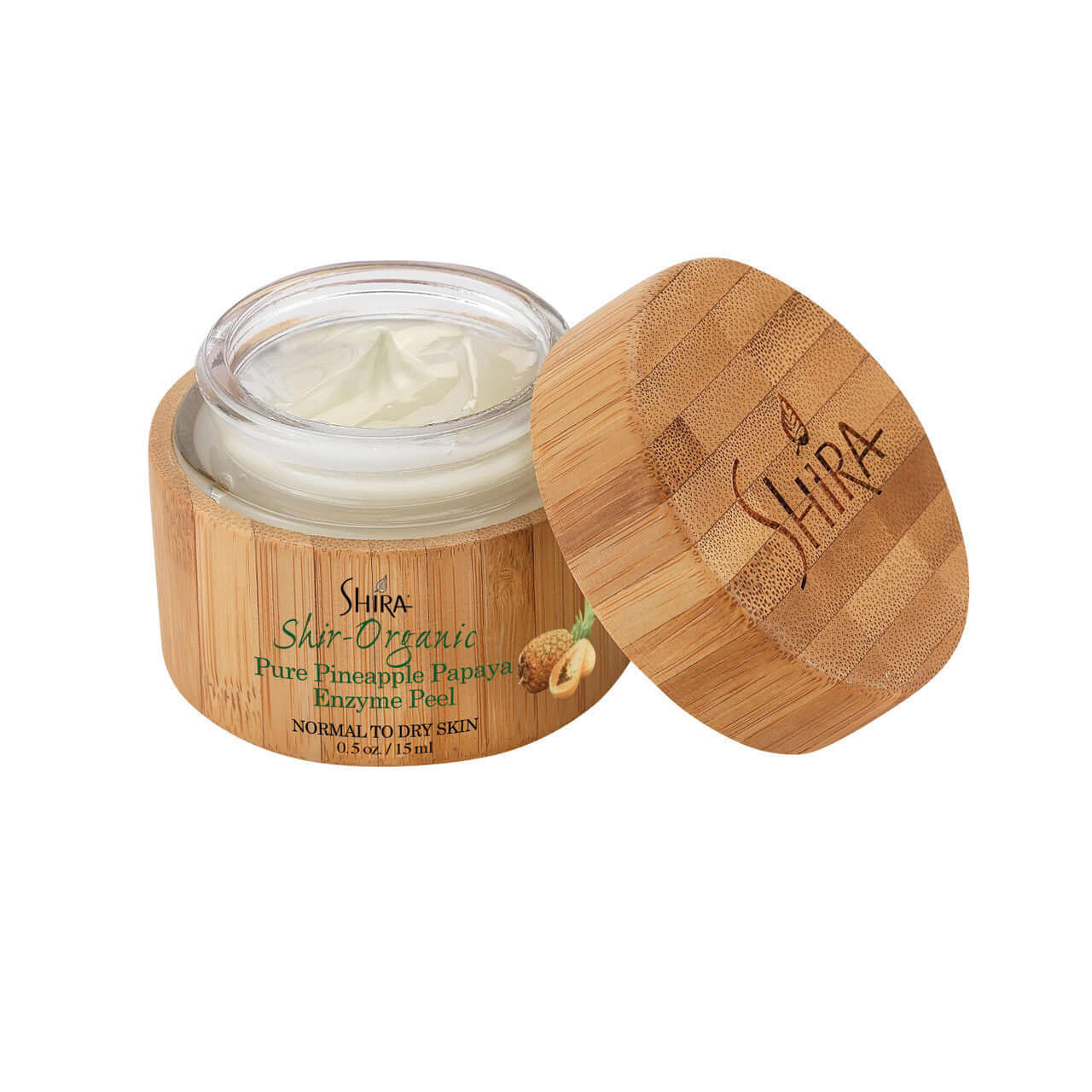 Pure Pineapple Papaya Enzyme Peel in bamboo packaging for softening, healing, and cleansing skin with vitamins and enzymes from pineapple and papaya