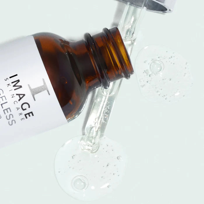 AGELESS Total Pure Hyaluronic 6 Filler bottle with product oozing out onto the surface.