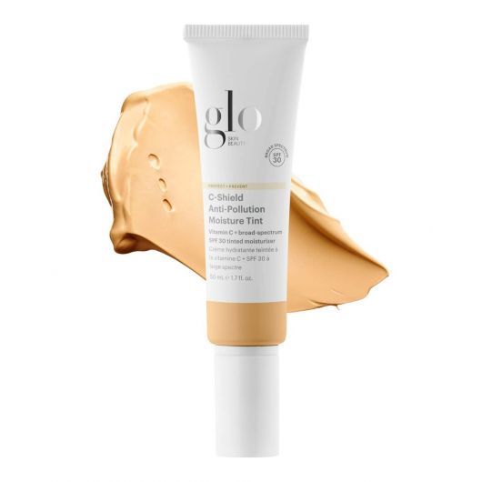 C-Shield Anti-Pollution Moisture Tint SPF 30 tube with light beige tint smear showing coverage and texture.