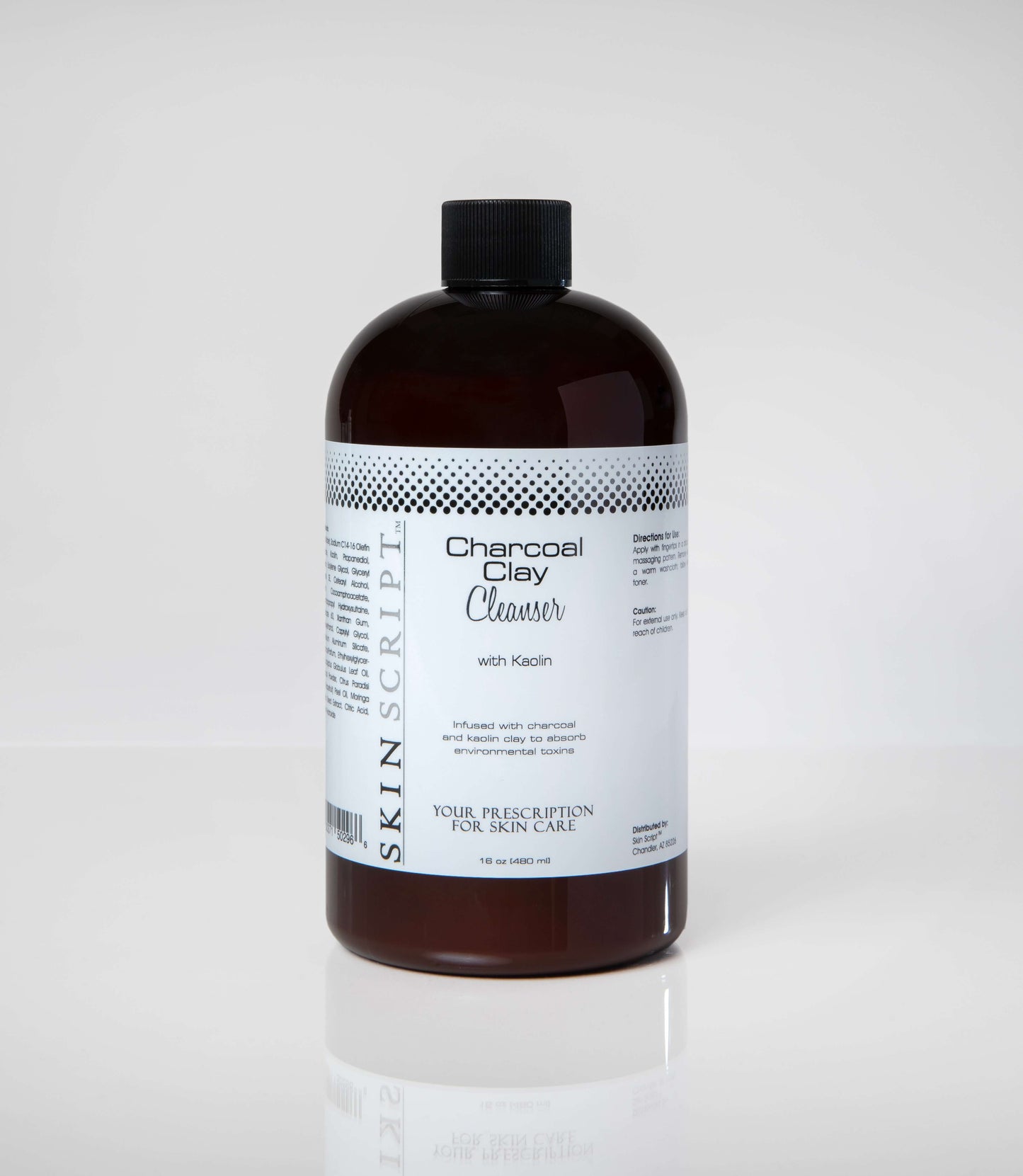 Charcoal Clay Cleanser bottle with kaolin clay for deep cleaning, removing impurities, reducing oil, and detoxifying skin.