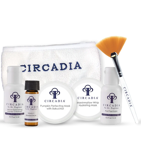 Pumpkin Whip at-home Facial Kit with cleanser, mask, hydrating mask, serum, balm, and brush for rejuvenated and revitalized skin.