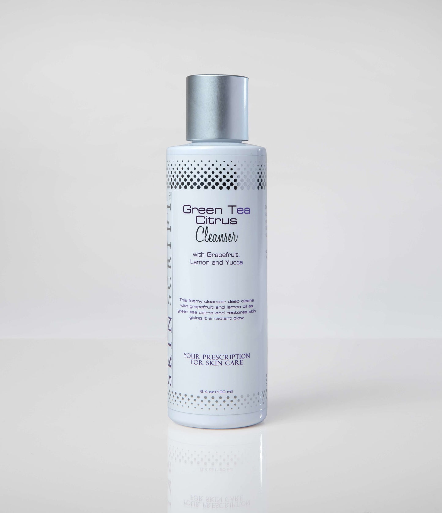 Green Tea Citrus Cleanser bottle for all skin types, makeup removal, and cellular protection