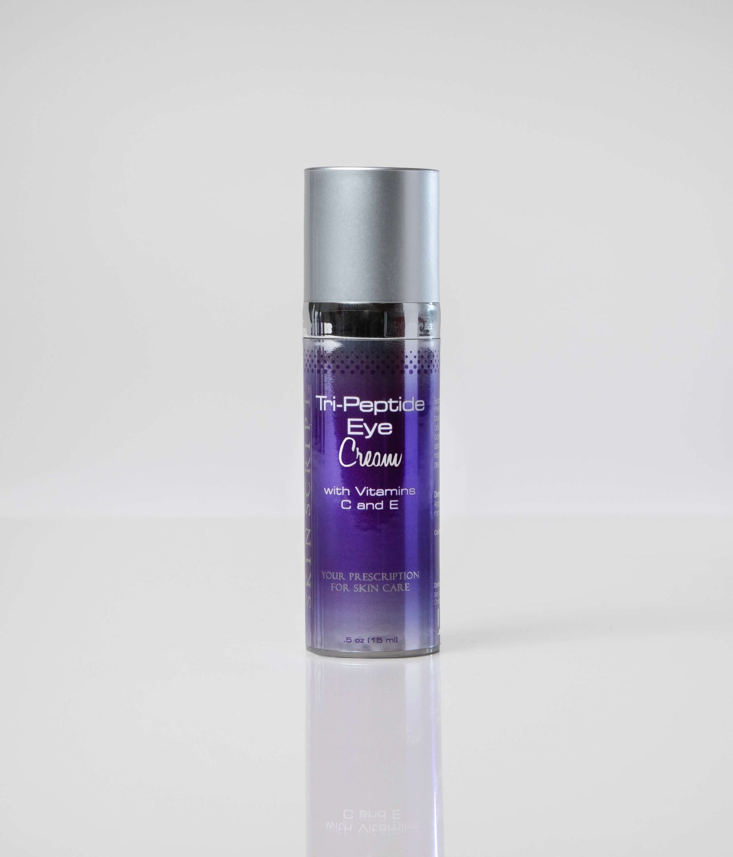 Tri-Peptide Eye Cream with Vitamins C and E for anti-aging and skin care.