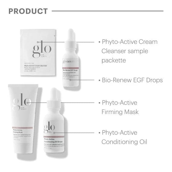 Bio-Renew EGF Cell Repairing Facial kit with Phyto-Active Cream Cleanser, EGF Drops, Firming Mask, and Conditioning Oil