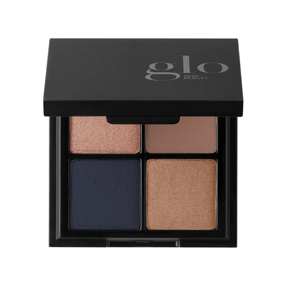 Eye Shadow Quad with four mineral-rich, talc-free, blendable shades in a compact case from Glo Skin Beauty