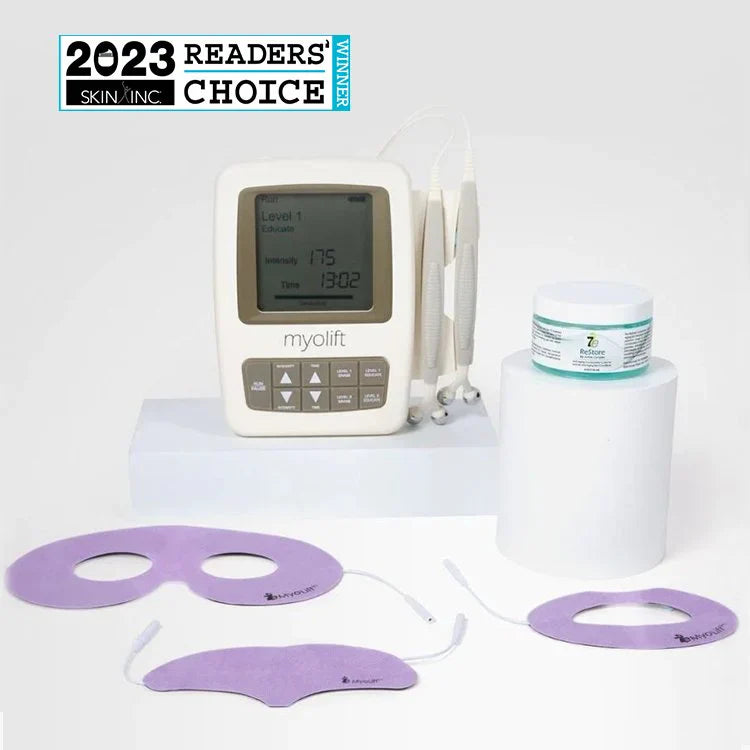 MyoLift Mini Home Care Kit facial toning device with hands-free attachments, 2023 Readers' Choice Winner, SkinInc.