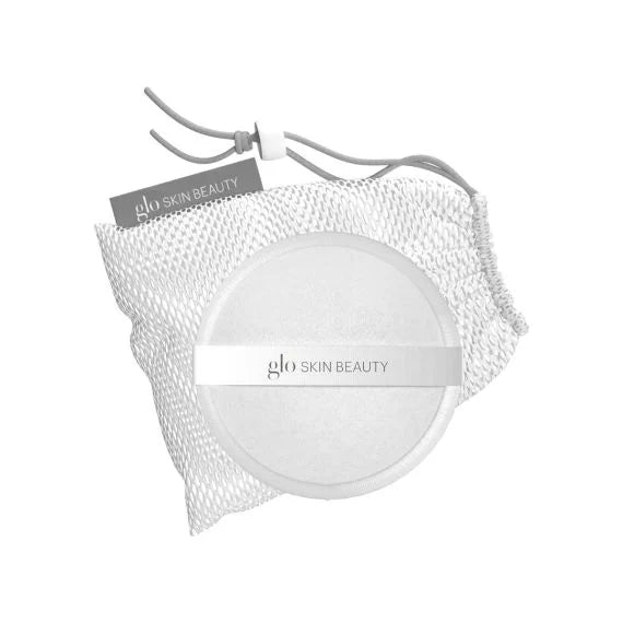 Glo Reusable Cotton Round with Drawstring Bag and Bamboo Pads featuring Glo Skin Beauty logo ribbon