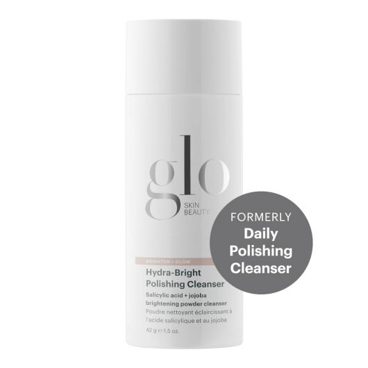 Hydra-Bright Polishing Cleanser by Glo Skin Beauty, brightening powder cleanser with salicylic acid and jojoba for radiant complexion.