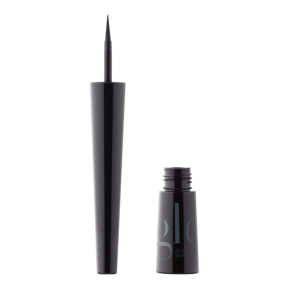 Semi-gloss black liquid eyeliner with fine felt tip for precise, high-definition eyes, offering smooth application and richly pigmented color.