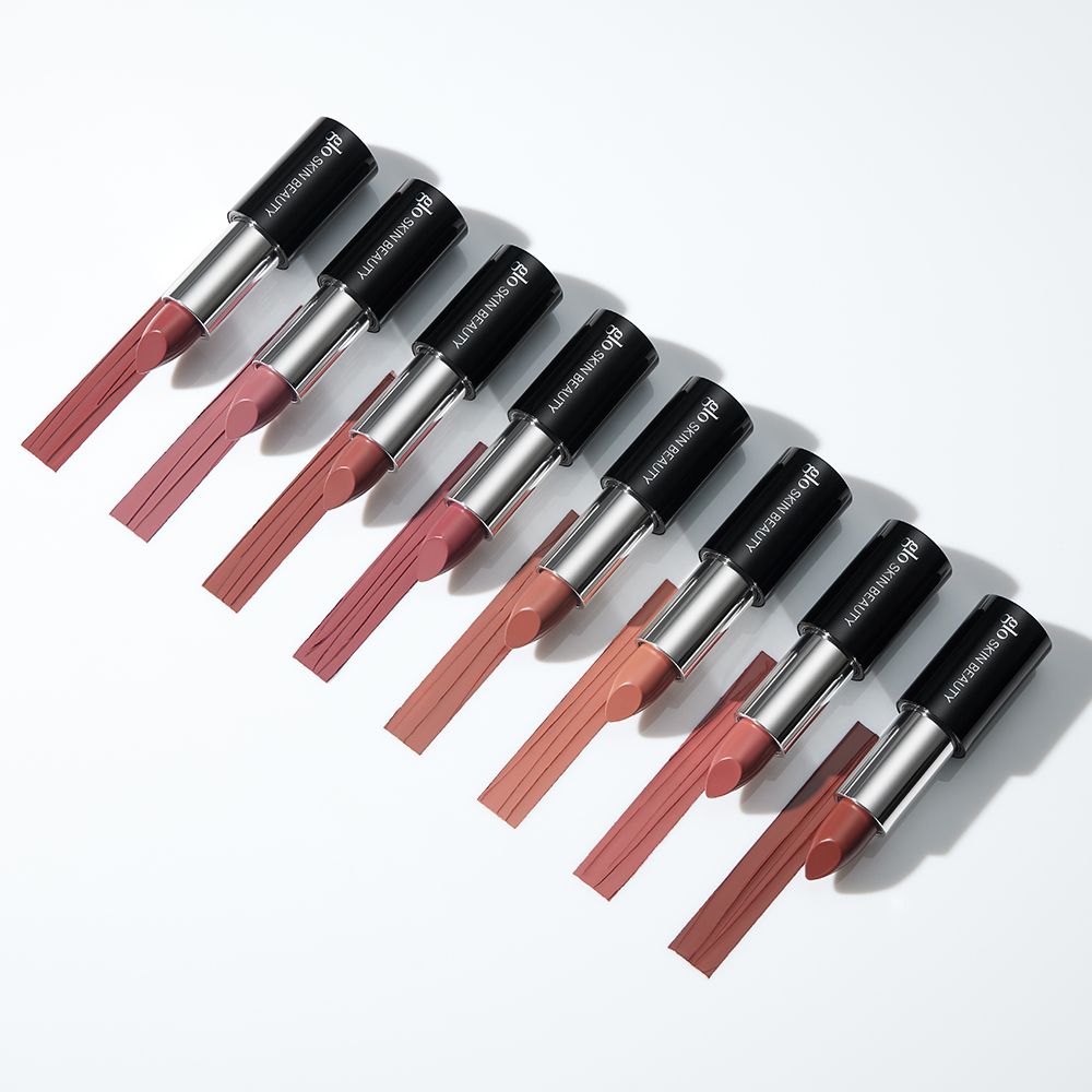 Satin lipsticks in various shades, creamy, longwearing, richly pigmented with a luxurious finish, infused with antioxidants for nourishment.